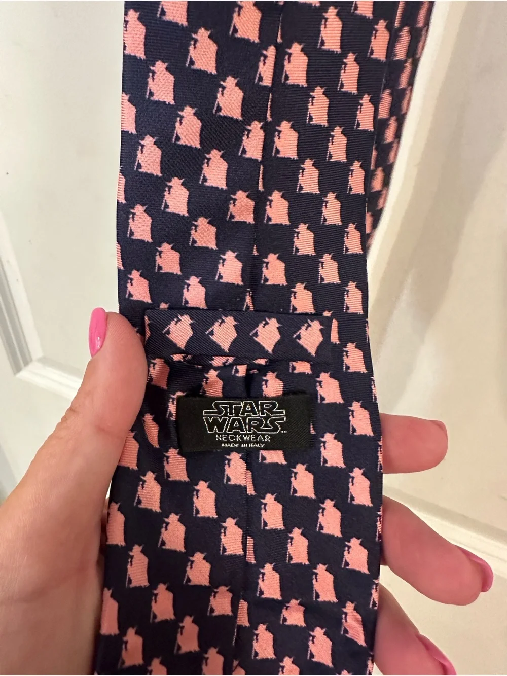 Star Wars Navy Tie with Pink Micro Pattern